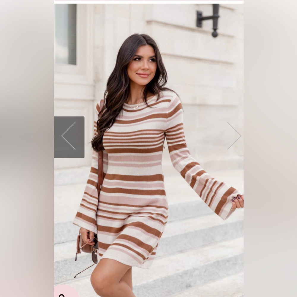 Brown striped dress from pink lily